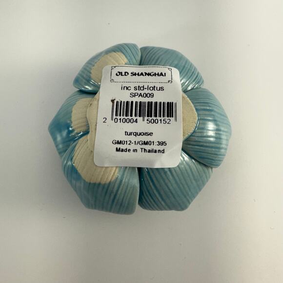 Lotus Flower Incense Holder 3" Blue Turquoise Thailand Meditation Buddhism Altar - Picture 2 of 4